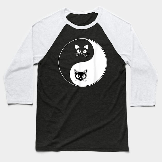 Cat Yin Yang    Kittens Ying Yang Symbol Cat Baseball T-Shirt by Peter Smith